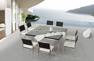 [Hot Item] Stainless Steel Wicker Outdoor Dining Set Furniture