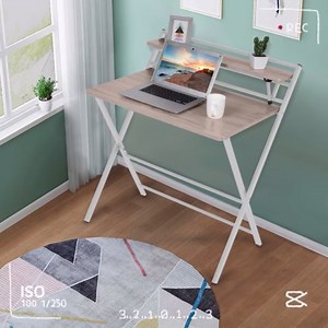 2 in 1 Folding Desk, Home Corner Desks Simple Computer Desk with Shelf, Laptop Table,Modern Simple Home Office Desk Writing Table (White)