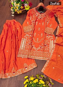Costume Sharara de créateur brodé de sequins avec dupatta Ensemble Salwar kameez pour femme, tenue de fête - Etsy France
