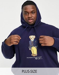 Polo Ralph Lauren Big & Tall dandy bear print hoodie in navy | ASOS