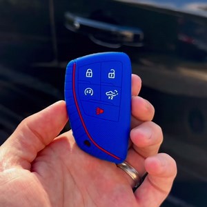 RECON Fits 22-25 GMC Sierra 1500, 2500, 3500 & 22-25 Chevy Silverado 1500, 2500, 3500 100% Silicone Rubber Rugged Key Fob Protection Cover Premium Quality 5 Button (Gray)