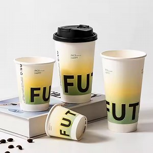 Wholesale Custom Printed 3D Embossed Logo Hot Drinks Disposable Paper Coffee Cup Bubble Tea Paper Cup