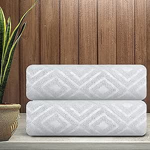 CHINO 2 Piece White Hand Towels, 700 GSM, 16"x31" with Diamond Pattern-Soft, Highly Absorbent, Quick Drying Microfiber Hand Towel for Bathroom, Beach, Travel, Fitness, Yoga