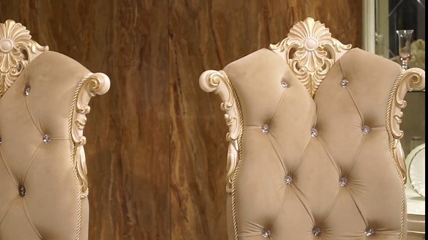 Classic Style 7 Piece Dining Room Set in Gold & Cream Finish by Homey Design - HD-903-DT