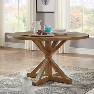 Benchwright Rustic X-base Round Pine Wood Dining Table by iNSPIRE Q Artisan - Bed Bath & Beyond - 10062433