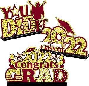 Amazon.com: 3 PCS 2022 Graduation Party Decorations Wooden Congratulate Graduation Table Toppers 2022 Graduation Centerpieces for Tables Graduation Table Toppers for Graduation, Party, Photo Favors (Maroon) : Toys & Games