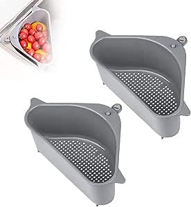 Sink Strainers Basket Kitchen Drain Shelf Sink Storage Holder with Suction Cup for Support Corner (2)