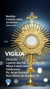 36 reactions · 3 comments | Nessa sexta-feira, dia 29/11, temos a nossa vigília mensal. A partir de 21h na capela da adoração da Paróquia Nossa Senhora de Copacabana. A Ele toda glória e louvor  #novascomunidades #comunidadebompastor #vigilia #vigíliacbp | Comunidade Bom Pastor | Facebook
