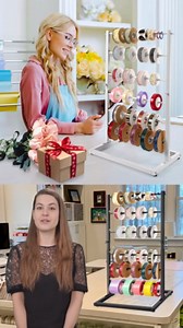 Aulin 6 Tier Large Capacity Ribbon Storage Organizer Rack - Metal Ribbon Spool Holder for Craft Ribbon Washi Tape Arts & Crafts Supplies, Ribbon Rack for Craft Room, Florist Arts Wrapping (White)