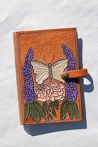 Handtooled Leather Journal Cover, Hand Painted Garden Scene, Refillable - Etsy