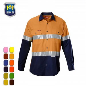 [Hot Item] Orange Hi Vis 3m Reflective Tape Worker Uniforms Safety Work Shirts