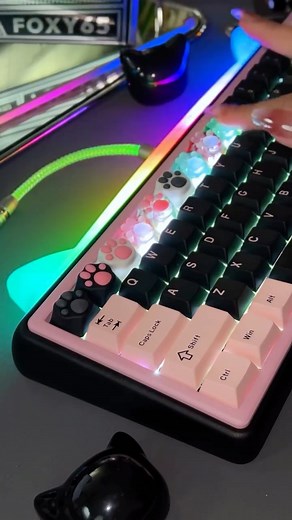 strawberryjam1986 on Instagram: "🖤 @chil.key Foxy 65 Assembled Edition 🩷Switch Type: Sprout Green Tactile Switch 🖤Replaceable Cat Ear Diffuser is toooo cute 🩷Chilkey Amazon US Prime Day Event ：Prime Day 20% Off Promotion 🖤Event Duration: July 8th to July 11th 🩷Featured Products: Slice75, ND75, ND75 LP, Glacier Mouse . . . . Is this your vibe? Getting addicted to keebs tapping sounds. Crazy obsessive satisfying keebs. #asmr #keyboardasmr #keyboard #customizedkeyboard #cutekeyboard #keyboard