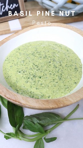 Homemade Basil Pine Nut Pesto 🌿 You will never want to buy a jar of pesto after making this I promise you!! I love making my own sauces so that I know exactly what is going into it! Get rid of all those preservatives and crazy ingredients! This is the pesto I use in my protein pesto chicken pasta recipe from yesterday! INGREDIENTS: 2 cups fresh basil, washed & dried 2 tsp minced garlic 1/4 cup Parmesan 1/4 cup lemon juice 1/3 cup extra virgin olive oil 1/3 cup pine nuts 1/4 tsp pepper 1/4 tsp s