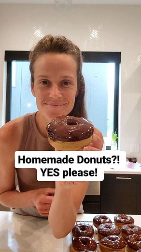 Want a simple, healthier homemade donut? I've got the recipe for you! These BAKED donuts are delicious, light, and airy! You can dip in a simple chocolate frosting like I did here or whip up a yummy powdered sugar glaze. So versatile! I'll have both icing recipes below 😊 Donuts are certainly not healthy food, but I feel better serving these to my family. I know how they are made and the quality of ingredients they are made with. I want my kids to know that treats are fine every now and then! An