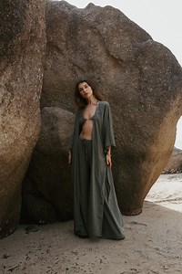 Khaki Maxi Kimono — by Mockniwear - Etsy
