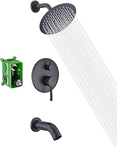 Tub and Shower Faucet Set, Matte Black Shower Faucet Set with Waterfall Tub Spout,SUMERAIN