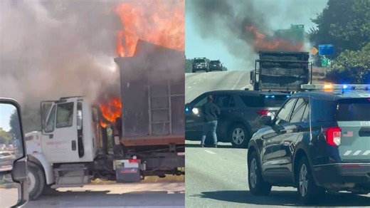 Heavy traffic, lane closures on Rte. 128 due to truck fire