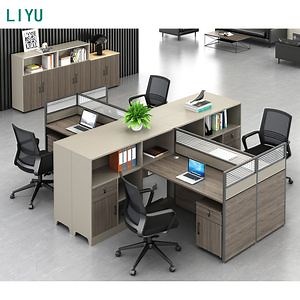 [Hot Item] Liyu Office Furniture Workstation Design Standard Size4 Person Office Desks Cubicle Staff Table Office Partition