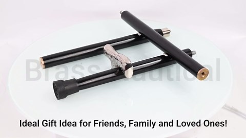 Brass Nautical - Ornate Walking Stick Wooden Cane for Men, Fancy Costume Brass Derby Handle Black & Silver Cane