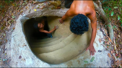 Building a luxury underground cave house with a private living room