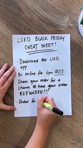 Here is a sneaky lil cheat sheet to help you prepare for our Black Friday sale starting TONIGHT at 6pm AEST 👀⏰ Are you ready? 😏 #lskd #blackfriday #blackfridaysale | LSKD