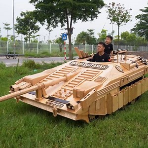Crafter builds wooden STRV 103 TANK entirely by hand! | This Is Brainy