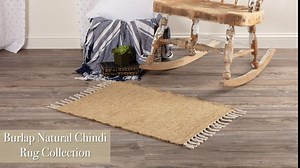VHC Brands Burlap Natural Chindi Rug, Tan, 20x30