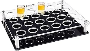 NBEADS 24 Shot Glass Tray Holder, Bar Acrylic Shot Glasses Holders Wine Glass Cup Serving Tray Cups Organizer Shot Glass Display Bar Accessories for Party, Bar, Club, Hole: 1.18"
