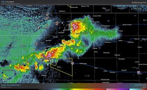Couple of severe thunderstorms currently ongoing over northwestern kansas as they move to the east and southeast at about 35-40 mph, main risks from theses severe storms would mostly be Large Hail and Damaging Winds to 60-70 mph along with some heavy rainfall as well There was one confirmed tornado report earlier today with these storms back towards Atwood but we had not seen any reports of damage from that so far yet We will keep an eye out on these through this afternoon and evening, so keep i