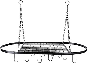 Vipush Ceiling Pot Rack, Pot and Pan Rack Mounted Cookware Storage Rack - Hanging Pot and Pan Hanging Rack Organizer with 10 Hooks for Kitchen Organization, 31.5 x 15.7inch