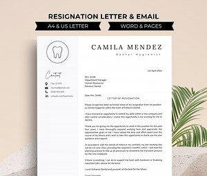 Dental Assistant Resignation Letter, Simple Resignation Letter Template, Resignation Letter Format, Employee Resignation Two Weeks Notice - Etsy