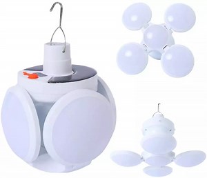 [Hot Item] Outdoor Super Bright Folding LED Football UFO Bulb Solar Rechargeable Camping Light Tent Lamp with LED Lantern