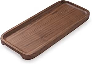 Walnut Serving Tray Platter Rectangle, Natural Wood Trays for Food BBQ Party Buffet Dessert Appetizer, Small Wooden Trays for Fruits Cookie Bread (11.8X5in)