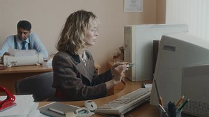 Side Shot Of Female Caucasian Clerical Stock Footage SBV-349148779 - Storyblocks