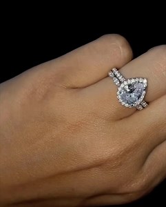 💖 2.5 ctw pear halo ring with the art deco band from Tiger Gems. . 💍 Shop now at this link https://www.tigergems.com/search?q=2.5 pear halo set . ❤️ Handmade with Love 100% Happiness Guarantee Free US Shipping & Free Returns | Tiger Gemstones