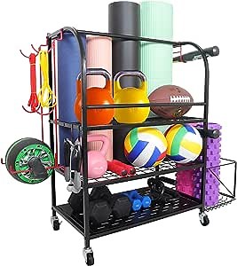 Yoga Mat Storage Rack - RM FOLD ART Yoga Mat Holder Weight Rack for Dumbbells Kettlebells Foam Roller and Resistance Bands, Home Gym Workout Equipment Storage Organizer for Home Exercise