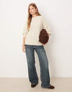 AWARE chunky cable knit oversized sweater in cream | ASOS