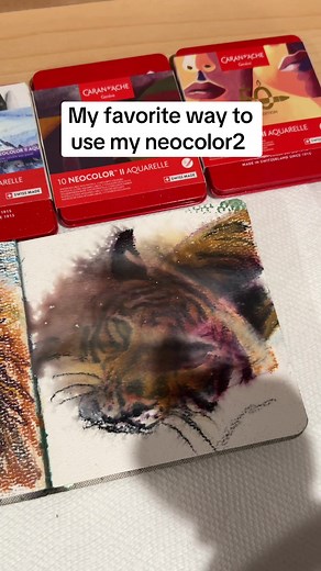 Captivating Tiger in the Snow: A Neocolor2 Masterpiece