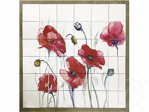 Poppy Ceramic Tile Mural: Watercolor Kitchen Splashback - Etsy Australia