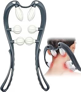 Neck Massager, Neck Massager for Pain Relief Deep Tissue, Neck Roller, Rolneck Neck Massager Dual Pressure Point Massage Tool, Muscle Pain Relief&Recovery Tool for Back, Shoulder, Waist, Legs