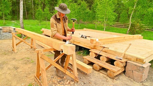 I started constructing raised beds and walls for my square log cabin.#survival #adventure #wilderness #camping #bushcraftcamping #logcabin | Alan Bushcraft