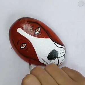 Cute Dog Painting on Rock with 3D Nose 🐶💕 | Little Rocks