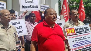 Protest by AITUC to support the call given by all central trade unions 👇 | Goa Prism
