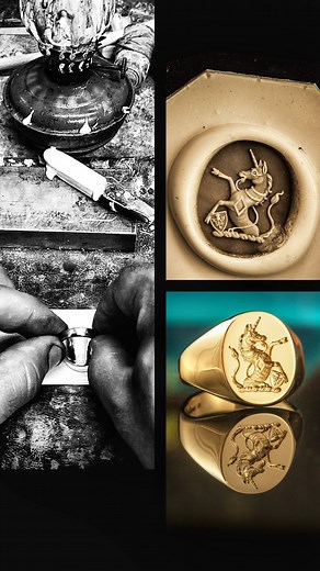 Do 𝖀𝖓𝖎𝖈𝖔𝖗𝖓𝖘 Exist?🦄 – Jacob Investigates… Here Jacob starts by smoking the ring, you will see the ring in its ‘smoked state’ which enhances the contrast for the wax impression. Next the card is prepared with hot sealing wax in preparation for making the seal. The presentation seal shows the full detail of our traditional deep engraving, we send one with each of our seal engraved signet rings. #unicorn #unicorns #waxseal #signetring #signetrings #pinkyring #heraldry #heraldic #heraldica 