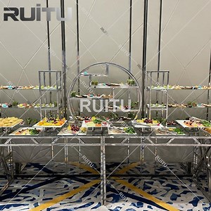 [Hot Item] Wedding Events Durable Table Set up Cake Dessert Food Server Stand Shelf Restaurant Equipment Luxury Metal Stainless Steel Buffet Display Rack