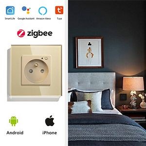 [Hot Item] Smart Zigbee Glass Panel Socket for French Wall Outlets