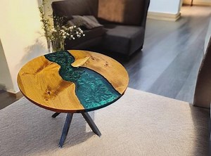 Round Textured Green Epoxy Table Top | Coffee Table Top | Dining Table Top (customisable) - Etsy