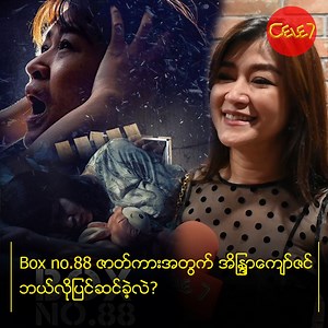 Zawgyi "စိတ္ႏွစ္စိတ္ဆိုရင္ ကေလးစိတ္ျဖစ္တဲ့ေနရာမွာ သူ႔အတိုင္း copy ယူၿပီးေတာ့ လုပ္ခဲ့တာေပါ့ေနာ္။ ကားစ႐ိုက္ကတည္းက သူ႔ကိုၾကည့္ေနတာေပါ့ေနာ္။ သူ႔ရဲ႕ အိုက္တင္၊ သူ႔ရဲ႕ေလးယူေလသိမ္းေတြေပါ့" ဆိုၿပီးေတာ့ Box No. 88 မွာ mood ဝင္ဖို႔အတြက္ ႐ူတင္မွာ ကေလးသ႐ုပ္ေဆာင္ေလးကို အၿမဲလိုက္ၾကည့္ၿပီးအတုခိုးခဲ့တယ္ဆိုတဲ့ အိျႏၵာေက်ာ္ဇင္။ Unicode "စိတ်နှစ်စိတ်ဆိုရင် ကလေးစိတ်ဖြစ်တဲ့နေရာမှာ သူ့အတိုင်း copy ယူပြီးတော့ လုပ်ခဲ့တာပေါ့နော်။ ကားစရိုက်ကတည်းက သူ့ကိုကြည့်နေတာပေါ့နော်။ သူ့ရဲ့ အိုက်တင်၊ သူ့ရဲ့လေးယူလေသိမ်းတွေပေါ့" ဆိုပြီးတ