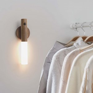 [Hot Item] Human Sensor Constant Light Mode   Sensing Mode Portable Handhold Induction Magnetic Lamps Rechargeable Beside Wardrobe Ash Wood LED Wall Night Light Lamp