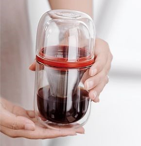 [Hot Item] 250ml Handmade Portable Easy Carry High Borosilicate Glass Iced Cold Brew Coffee Maker, Cold Brew Coffee Cup with Stainless Steel Filter